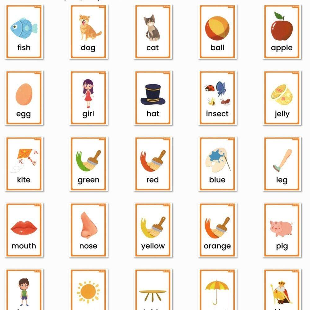 Новая концепция английского молодежного издания начального уровня A / B word big card поверх запечатанных пластиком учебных пособий, обучающих флэш-карт для учащихся начальной школы.