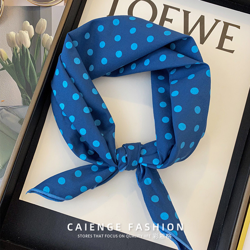 Pure cotton square scarf, handkerchief, hair tie scarf, small polka dot print, versatile and simple...