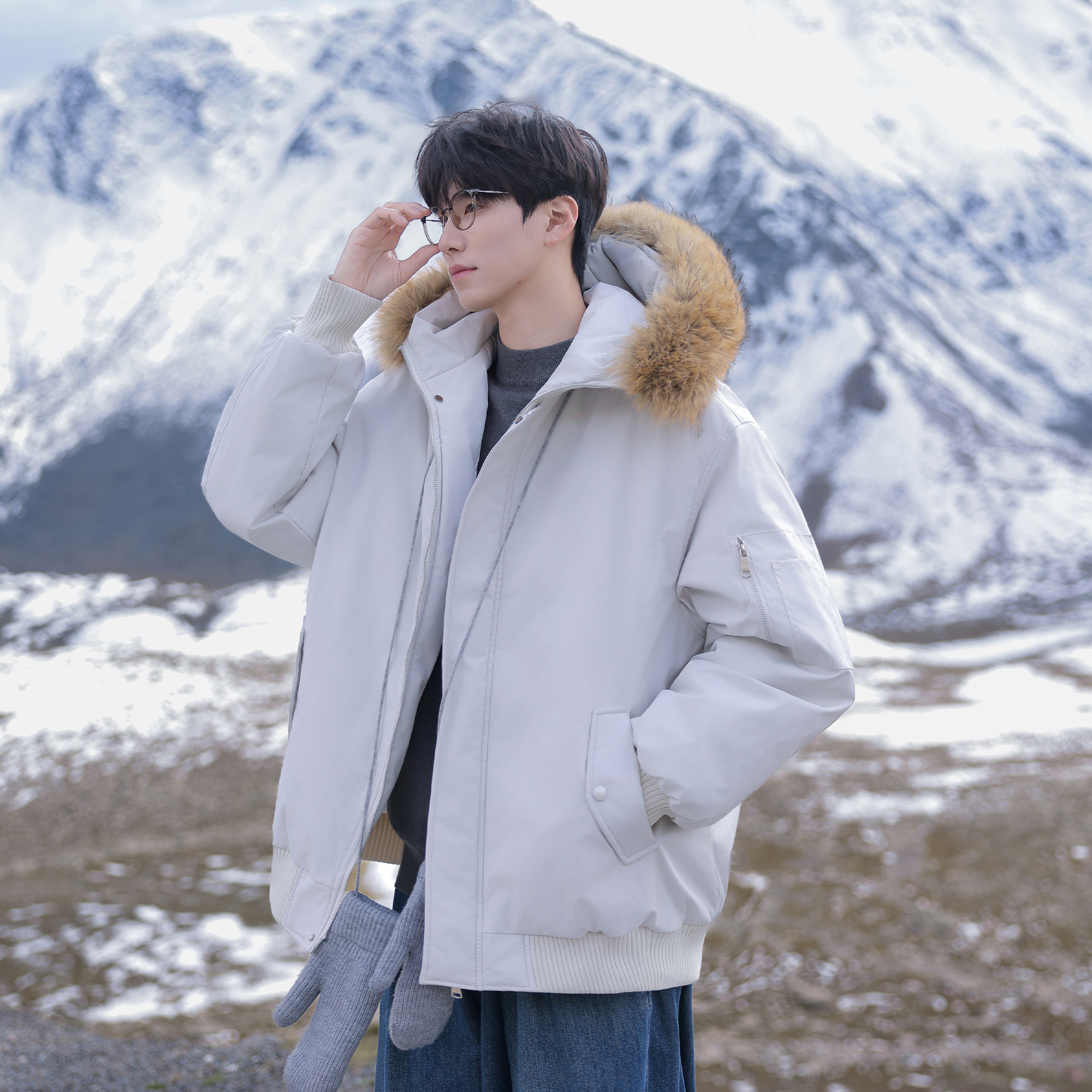 Простая ветрозащитная хлопковая куртка с капюшоном VUUG, мужская зимняя новинка 2025 года, утепленная хлопковая куртка Parker с капюшоном для мальчиков