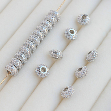 White K Platinum Wheel Beads Inlaid with Zircon Spacers, Handmade DIY Jewelry Accessories, Homemade Handmade Strands, Scattered Beads, Small Barrel Beads