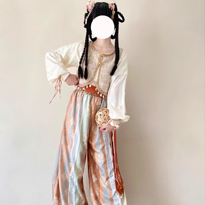 taobao agent 原创永遇乐改良敦煌风飞天汉服日常异域风马甲上衣裤子套装春秋