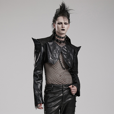 taobao agent ╋魔叹╋PUNKRAVE哥特GOTHIC赛博蒸汽朋克机车超短皮外套男WY1564