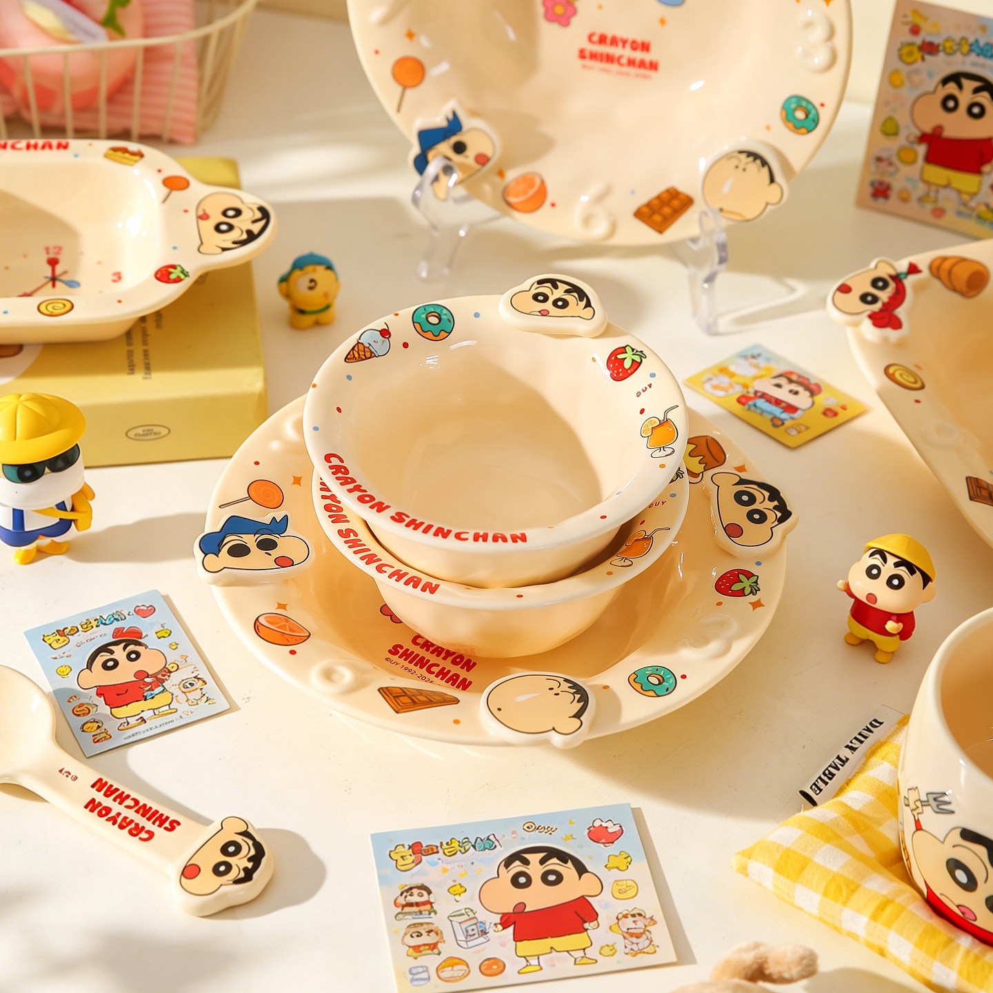 Милая посуда Kawashimaya Crayon Shin-chan, керамическая миска для риса, Персональный специальный набор красивых мисок и тарелок, подарок на день рождения