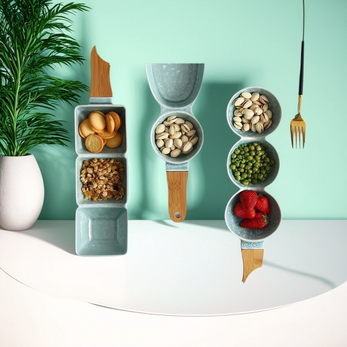 HS520 Nordic creative бытовая керамическая миска-решетка с деревянной ручкой ins коммерческая миска для фруктов, салатница с палочками для еды