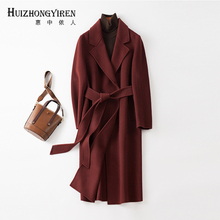 2023 Autumn/Winter New Double sided Cashmere Coat Women's Mid length High end Middle aged Large Mother's Woolen Coat