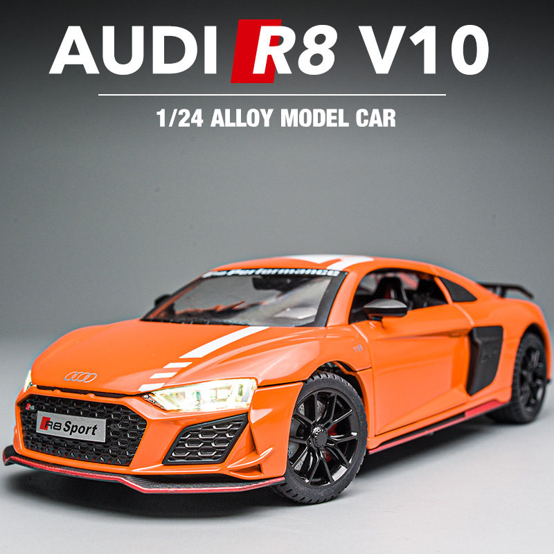 1:24 Audi R8 имитационная модель автомобиля из сплава для мальчиков подарок на день рождения коллекция игрушечных автомобилей украшение модели автомобиля