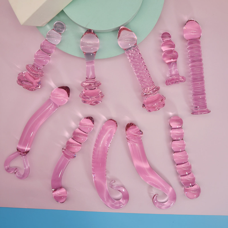 Стеклянная анальная пробка на заднем дворе, сексуальные розовые милые шарики для массажа точки G, глубокая тренировка PP, SM, флиртующие игрушки для мужчин и женщин