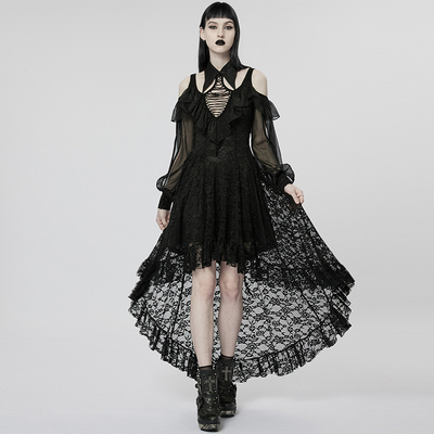 taobao agent ╋魔叹╋PUNKRAVE哥特GOTHIC洛丽塔宫廷蕾丝雪纺燕尾连衣裙 WQ605