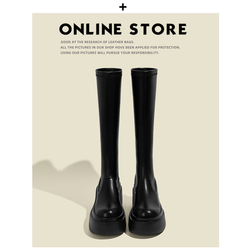 Высокие сапоги Fuji shoe workshop, женские кожаные сапоги на толстой подошве с увеличенным размером, тонкие сапоги-стрейч, высокие сапоги knight hot girl