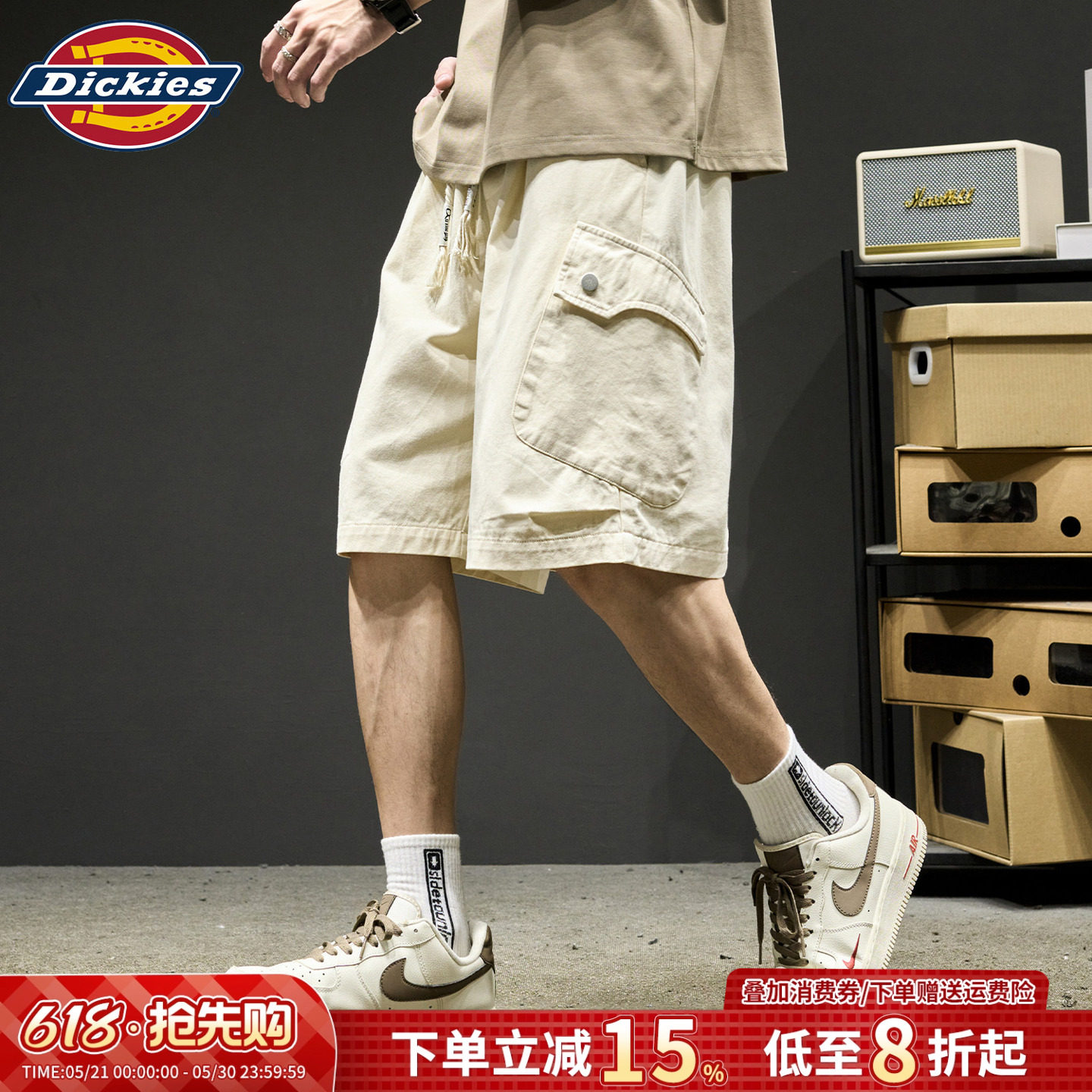 Мужские шорты Dickies, летние тонкие хлопковые повседневные брюки с пятью карманами, прямые брюки в стиле американского ретро