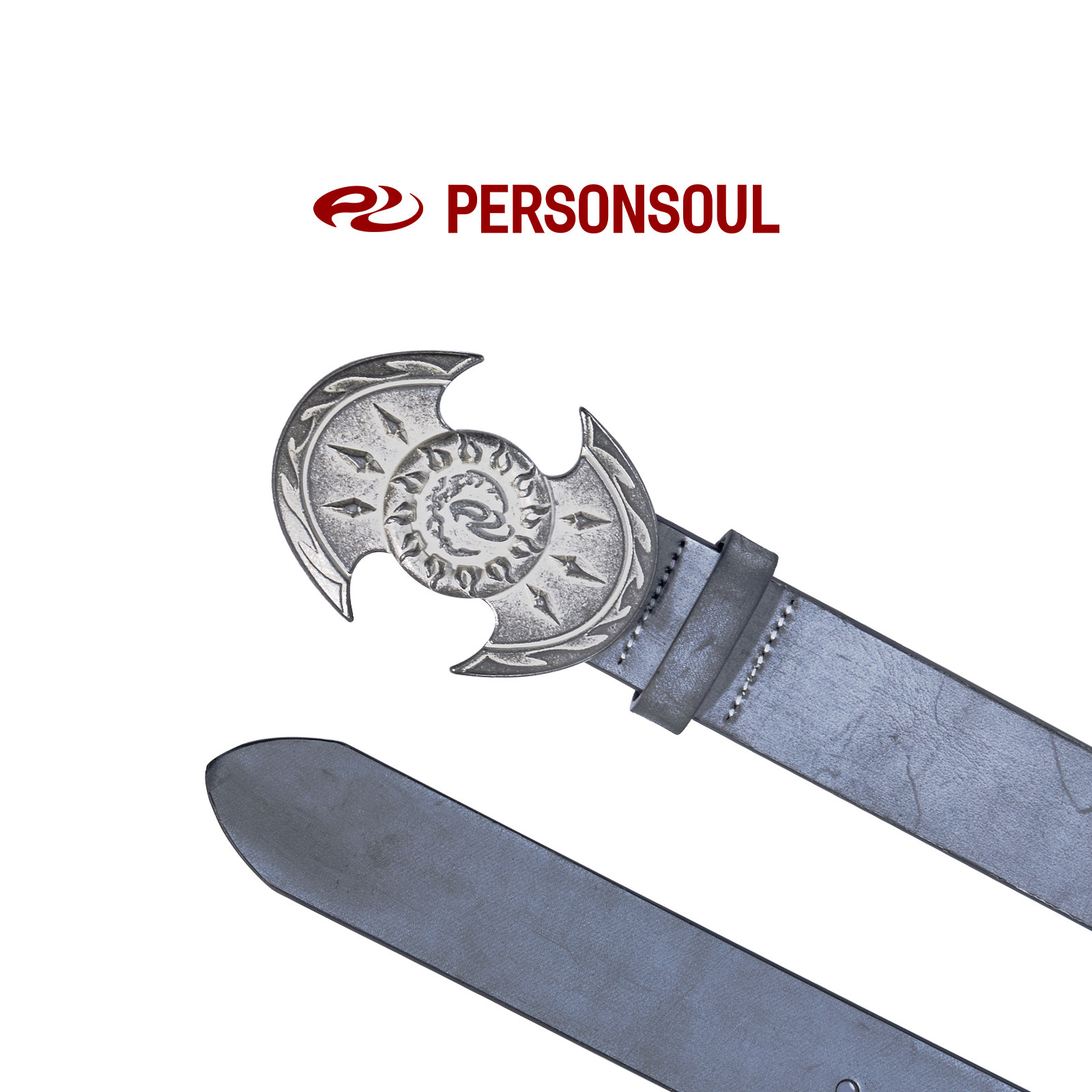 PERSONSOUL* Пояс из воловьей кожи с томагавком первого слоя, покрытый серым/ретро-коричневым поясом с боевым топором