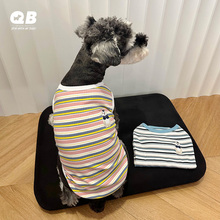 Pet dogs, cats, spring and summer clothes, pure cotton striped vest, Schnauzer Teddy Bears, Shiba Dogs, summer and autumn clothing, thin edition