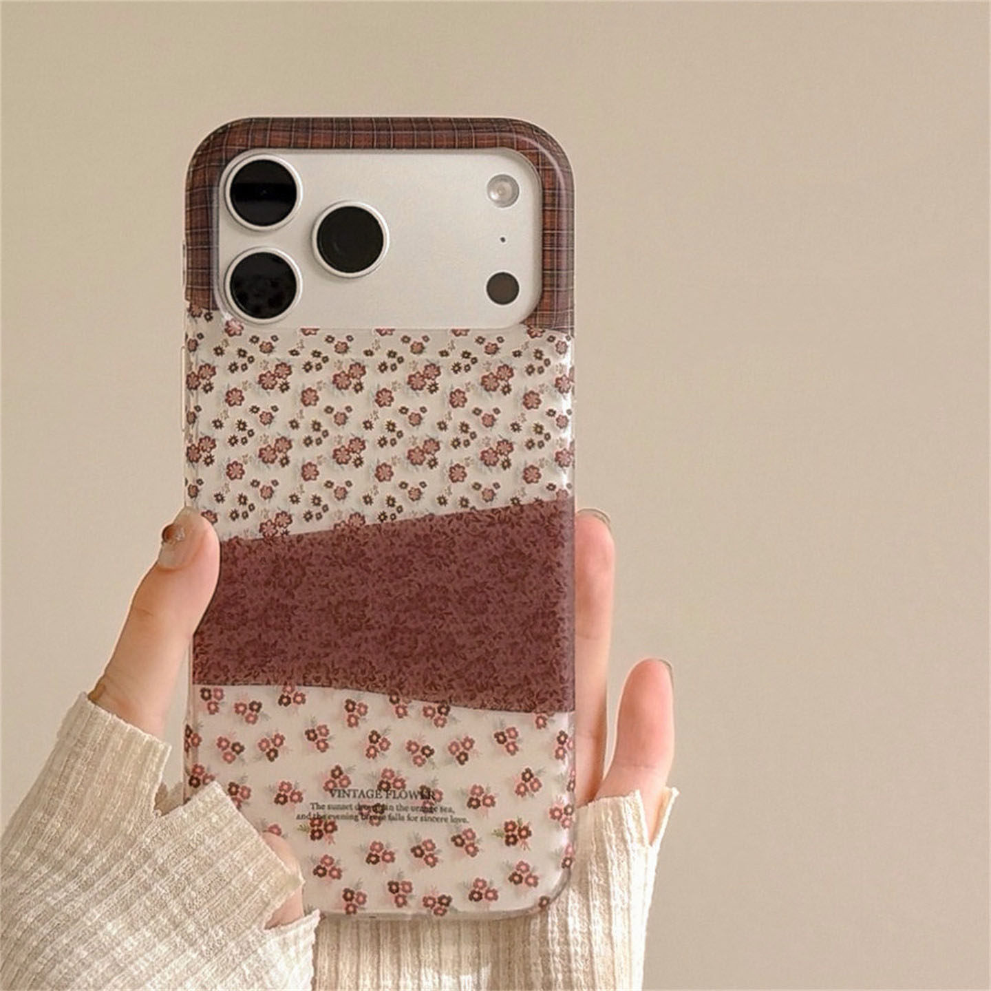 秋日氛围感碎花拼接适用苹果18promax手机壳17pro高级感iphone16