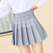 solid color high waist a-line pleated skirt纯色高腰a字百褶裙