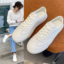 Shoes Women Hong Kong Flat Shoes Women's True Small Versatile Cowhide Top Layer Display White Feet Small White Board Shoes Casual Shoes Autumn 2023 Students