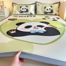 Cartoon Ice Silk Cool Mat Three piece Set, Washable Air Conditioning Mat 2024 Summer Home Folding Soft Mat Dormitory Mat