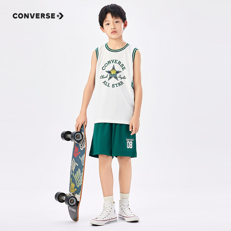 Детская одежда Converse, жилет для мальчиков, новинка 2026 года, летний повседневный спортивный баскетбольный жилет без рукавов, дышащий молодежный тренд с принтом