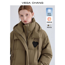 VEGA CHANG Thickened 90 Velvet Hooded Down jacket