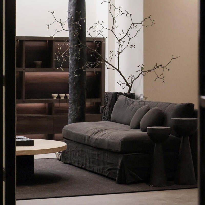 Отель-ресторан с проживанием в семье в стиле Ваби-саби, дизайнерское съемное и моющееся постельное белье без подлокотника, диван-студия deck studio из ткани