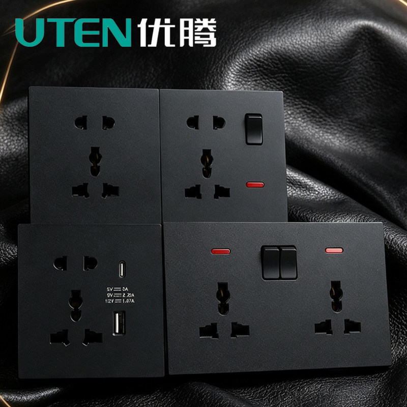 Выключатель UTEN UTEN switch Британский Гонконг и Макао выключатель 13A многофункциональная панель розеток ультратонкая матовая Сингапур
