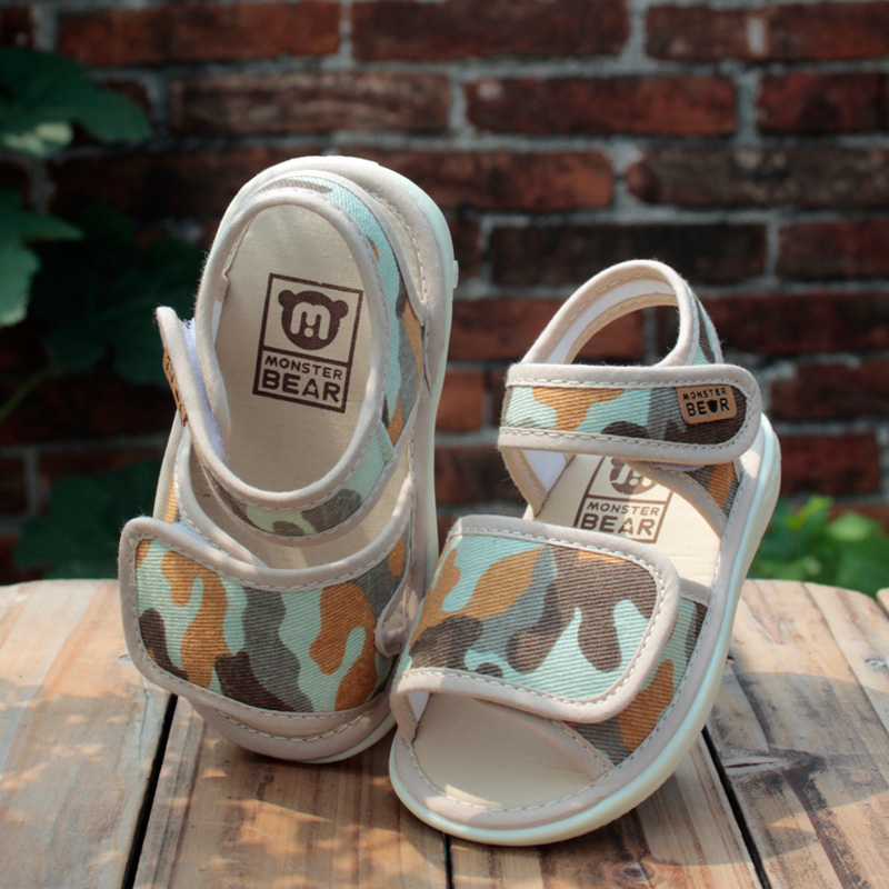 Мужские детские тканевые сандалии, обувь для малышей, широкий подъем, регулируемая детская обувь, обувь для прогулок, легкий камуфляж, нескользящая
