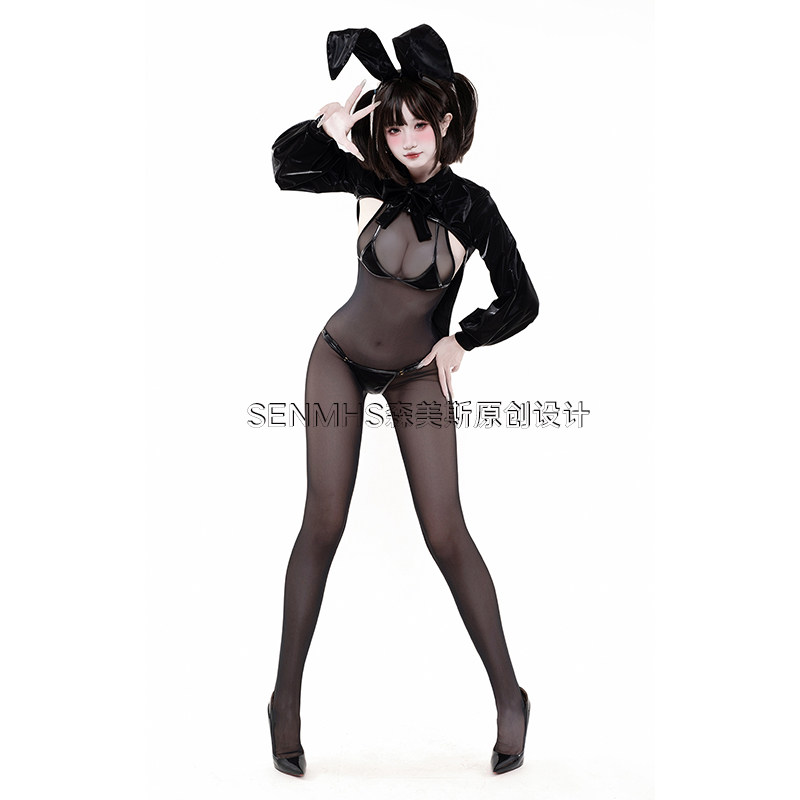 SENMHS [оригинальный аутентичный] костюм bunny girl cos в стиле ретро с черным кроликом и серпантином из кожи ласточкин хвост Япония синхронные полки