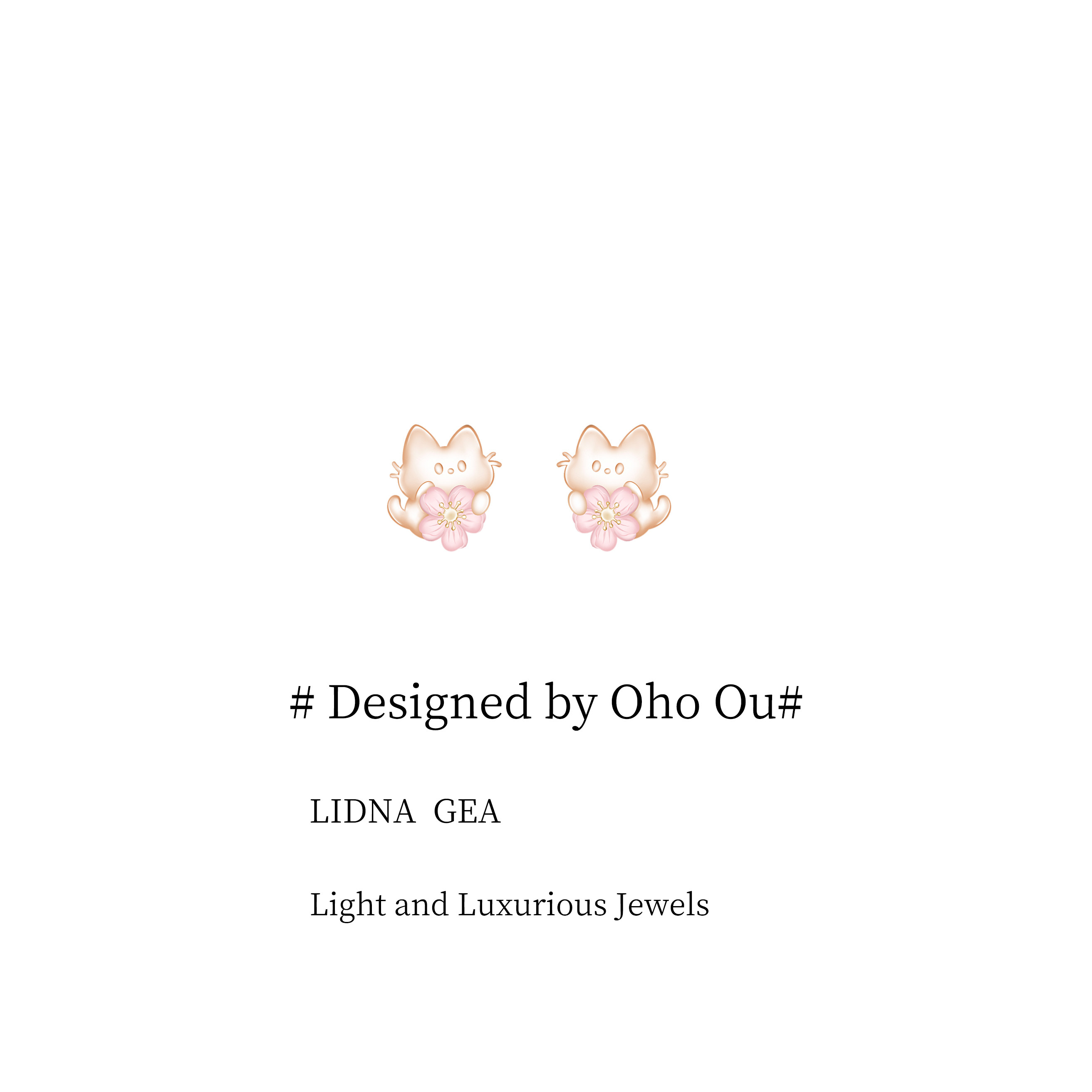 Гонконгские "дизайнерские" серьги Oho Ou peach blossom cat, женские серьги 2025 года, новые нишевые серьги высокого класса