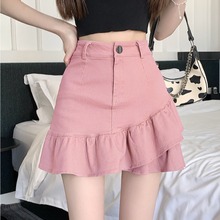 Pink Sweet A-line Skirt Slim Short Skirt ins