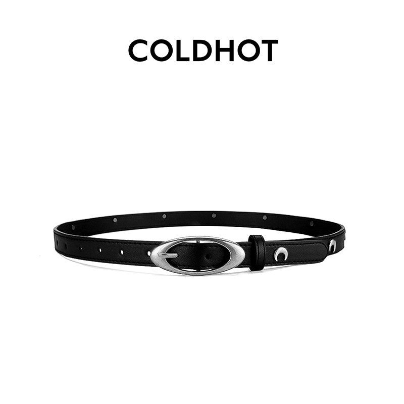 Оригинальный пояс с заклепками и овальной пряжкой COLDHOT в стиле ретро, нишевые аксессуары, универсальный черный пояс для джинсов