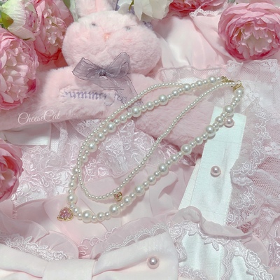 taobao agent 【芝士猫手作】百搭优雅系大小姐双层珍珠锆石lolita小物锁骨项链