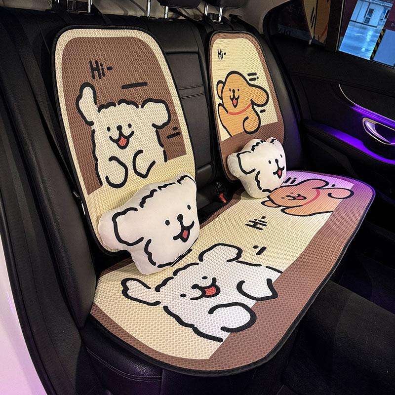 Подушка для автокресла four seasons универсальная подушка для сиденья с милым щенком, летняя шелковая дышащая обивка основного водительского сиденья, монолитный чехол для сиденья