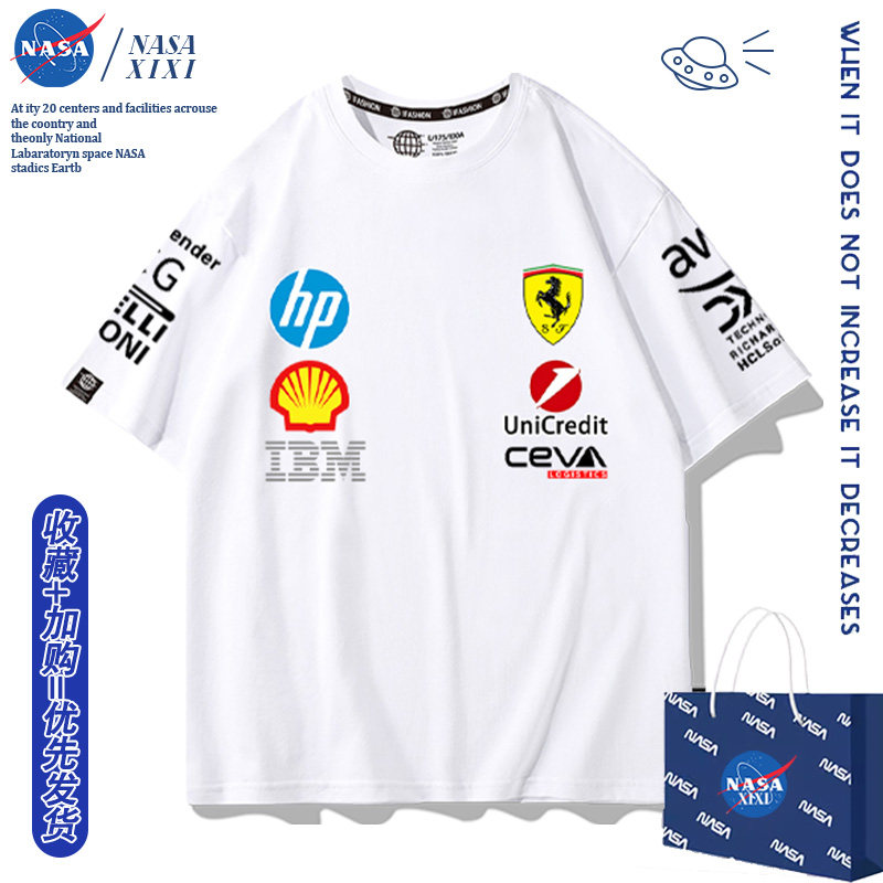 Команда NASA Ferrari с такой же футболкой для мужчин 2026 года, новая летняя гоночная формула FI, американская свободная одежда
