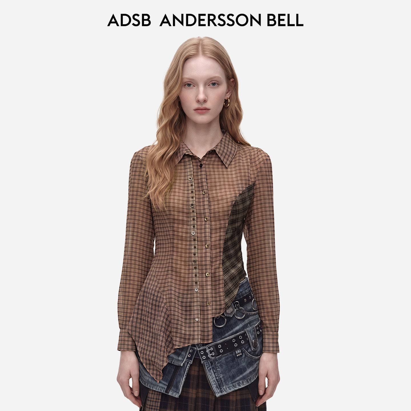 Andersson Bell 26 Early Autumn New Arrival Asymmetrical Studded Thin Mesh Shirt