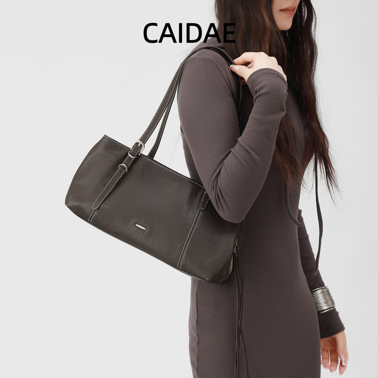 CAIDAE North Shore sandwich bag кожаная сумка-тоут большой емкости, женская осенняя новинка 2026 года, пригородная сумка на одно плечо