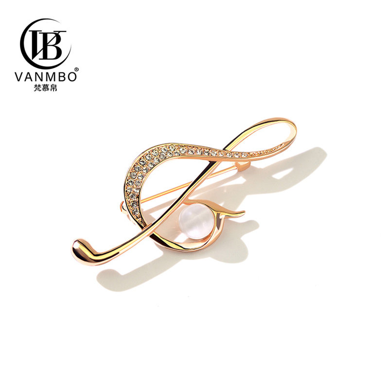 [Top luxury] Брошь с музыкальной нотой французского бренда Vanmbo, высококачественная женская брошь с изысканным нишевым дизайном, булавка для костюма на корсаже