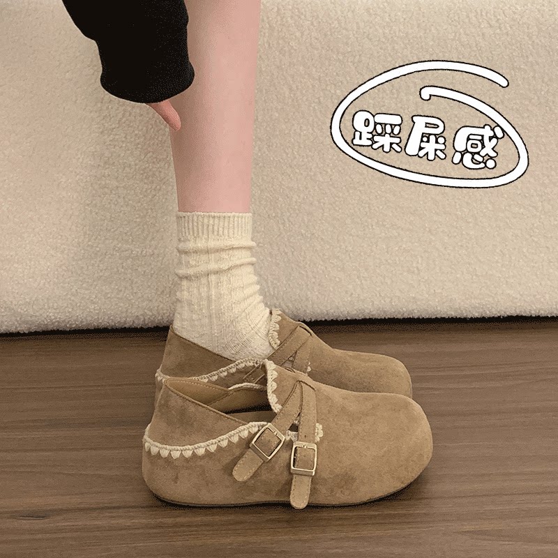 Женская обувь Birkenstock "все включено" на толстой подошве; сезон осень; коллекция 2026 года; новые стильные тонкие туфли для ленивых с одной педалью; повседневные лоферы на два размера больше