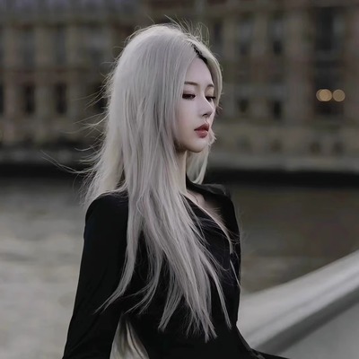 taobao agent 奶奶灰假发女全头套银白色中分长直发jk浅色灰色cos万用lolita毛