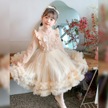 Girl's Fashionable Dress Spring 2024 New Children's Spring and Autumn Girl Spring Princess Dress Gauze Dress Summer