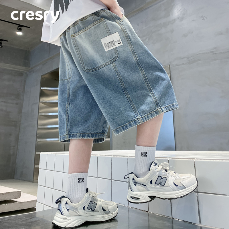 Южная Корея CRESRY детская одежда бренда tide летние джинсовые шорты для мальчиков новинка 2026 года, детская одежда для мальчиков, укороченные брюки
