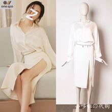 Japanese purchasing agent One Spo Yang Mi's same white shirt with a light and mature style 2023 new collar long sleeved top