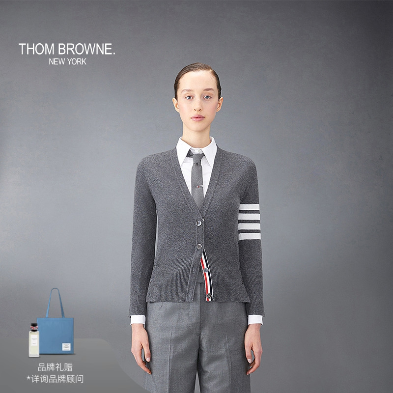 【Серия Diancai】 Женский приталенный кашемировый кардиган в четыре полосы от THOM BROWNE