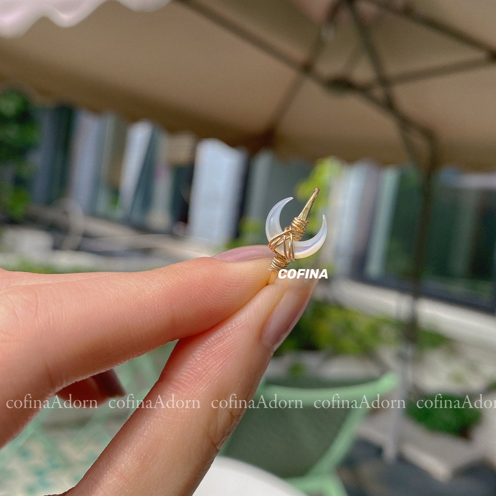 Cofina может представить следующее кольцо moon fritillary moon ring в нишевом дизайне tide простая и неувядающая упаковка из 14-каратного золота