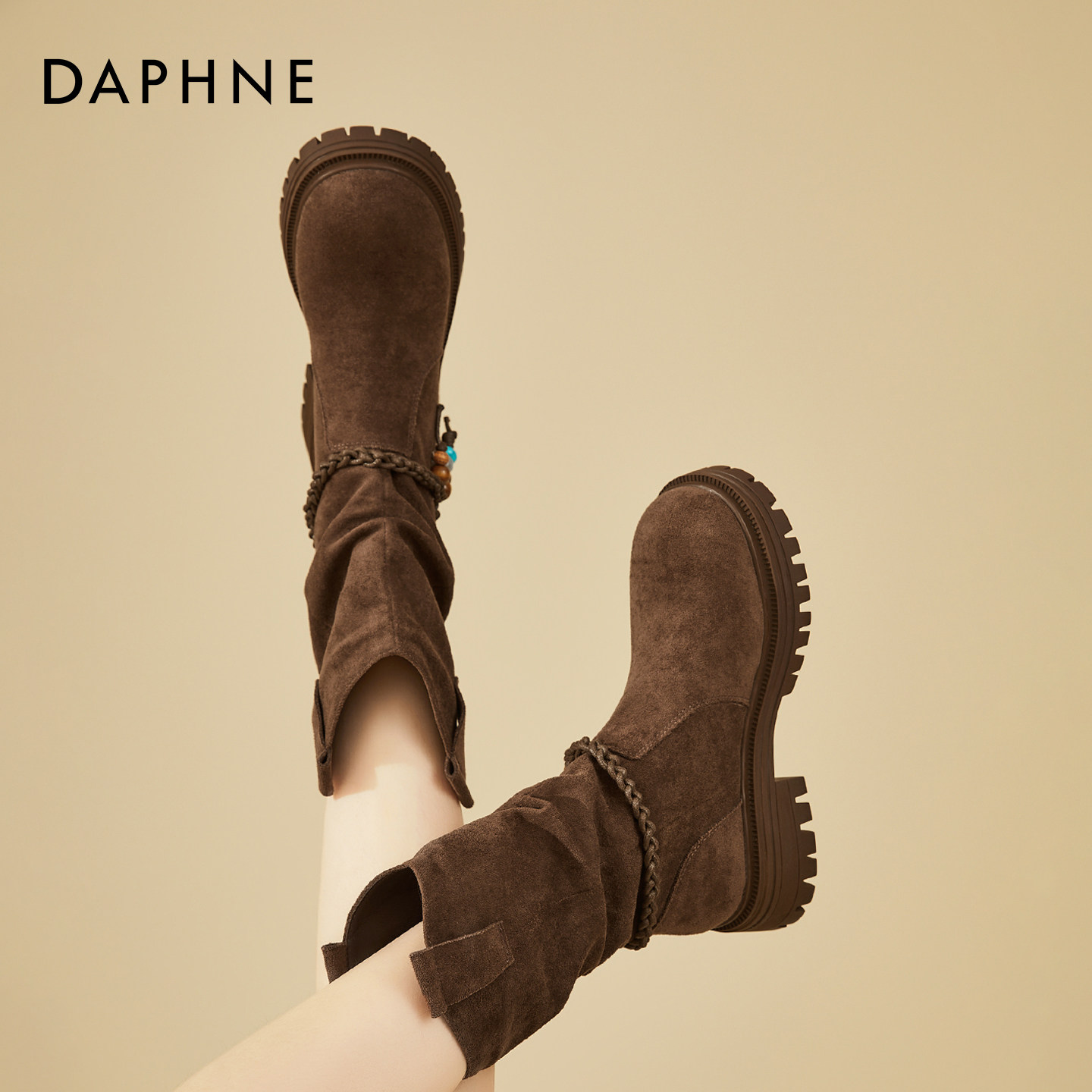Женские ботинки Martin на толстой подошве от Daphne; новинка 2026 года; сезон осень-зима; высокие сапоги на толстой подошве в стиле ретро; короткие ботинки в западном стиле