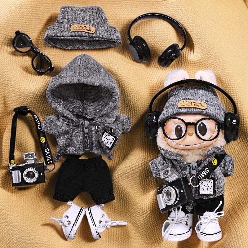 детская одежда labubu для вечеринки, виниловая одежда для кукол labubu, набор шляп для одного, двух, трех поколений детской одежды 17 см