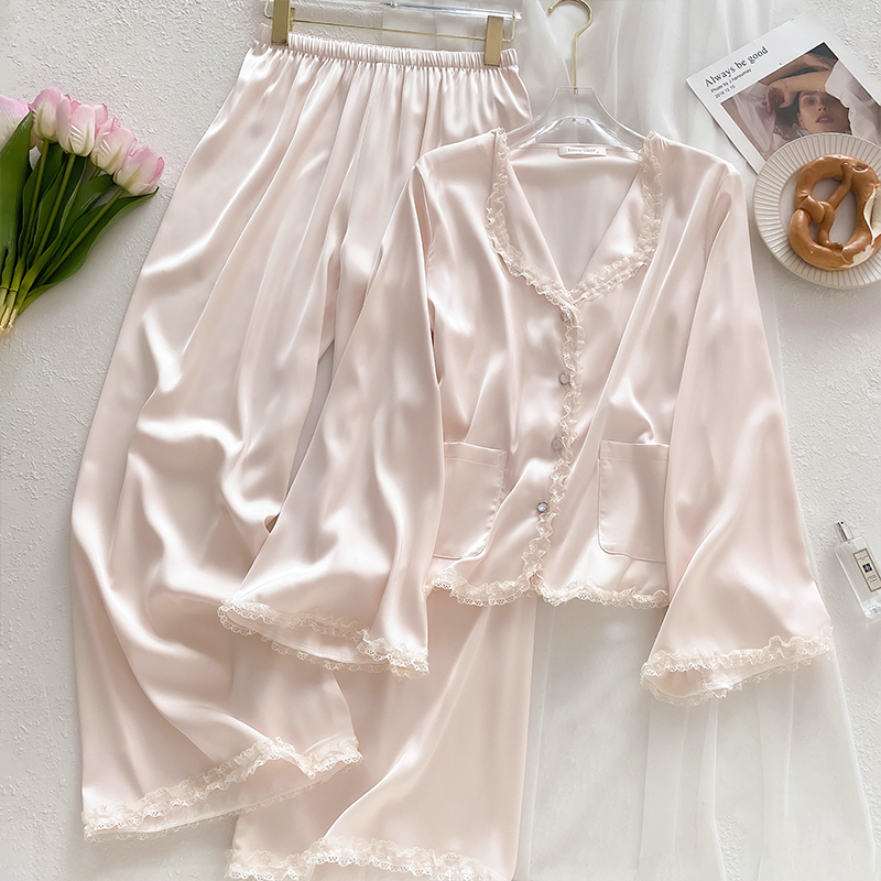 Милая шелковая пижама во французском дворцовом стиле, женская весенне-осенняя пижама с длинными рукавами и коротким рукавом из 100% шелка шелковицы тутового цвета, домашний костюм, лето