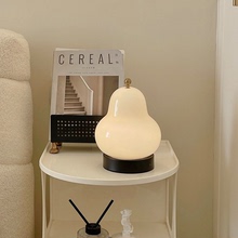 Glass French Cream Pear Bedside Table Light