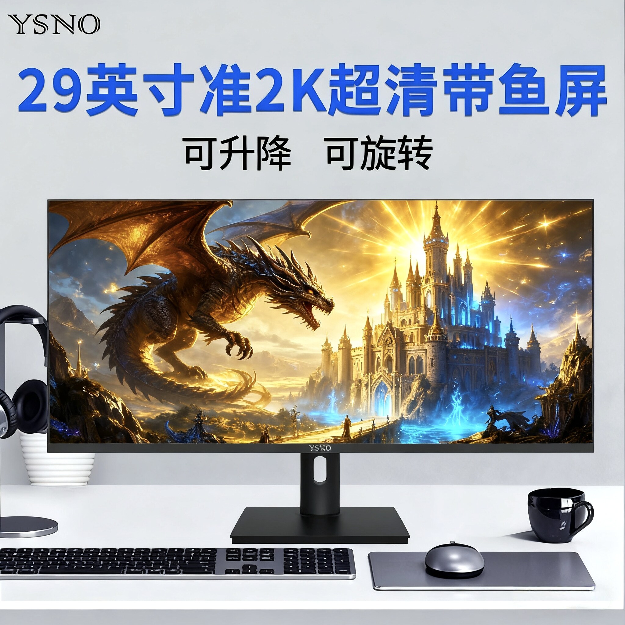 YSNO с дисплеем fish screen, 29-дюймовым ультра-прозрачным ЖК-дисплеем quasi-2k, 34-дюймовым дисплеем для игрового офисного компьютера