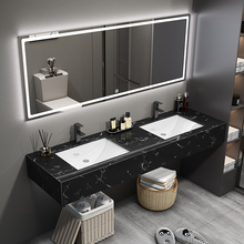 Customized modern and minimalist single story bathroom cabinet combination washbasin, public bathroom washbasin, double basin washbasin