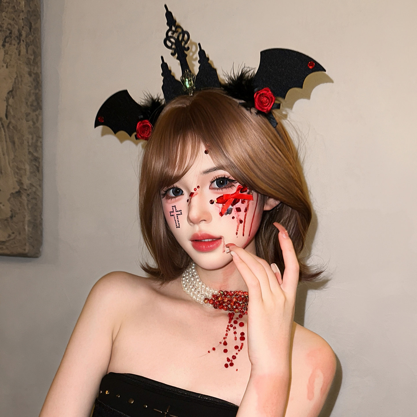 Halloween headband with dark devil wings, quirky and creative headwear...