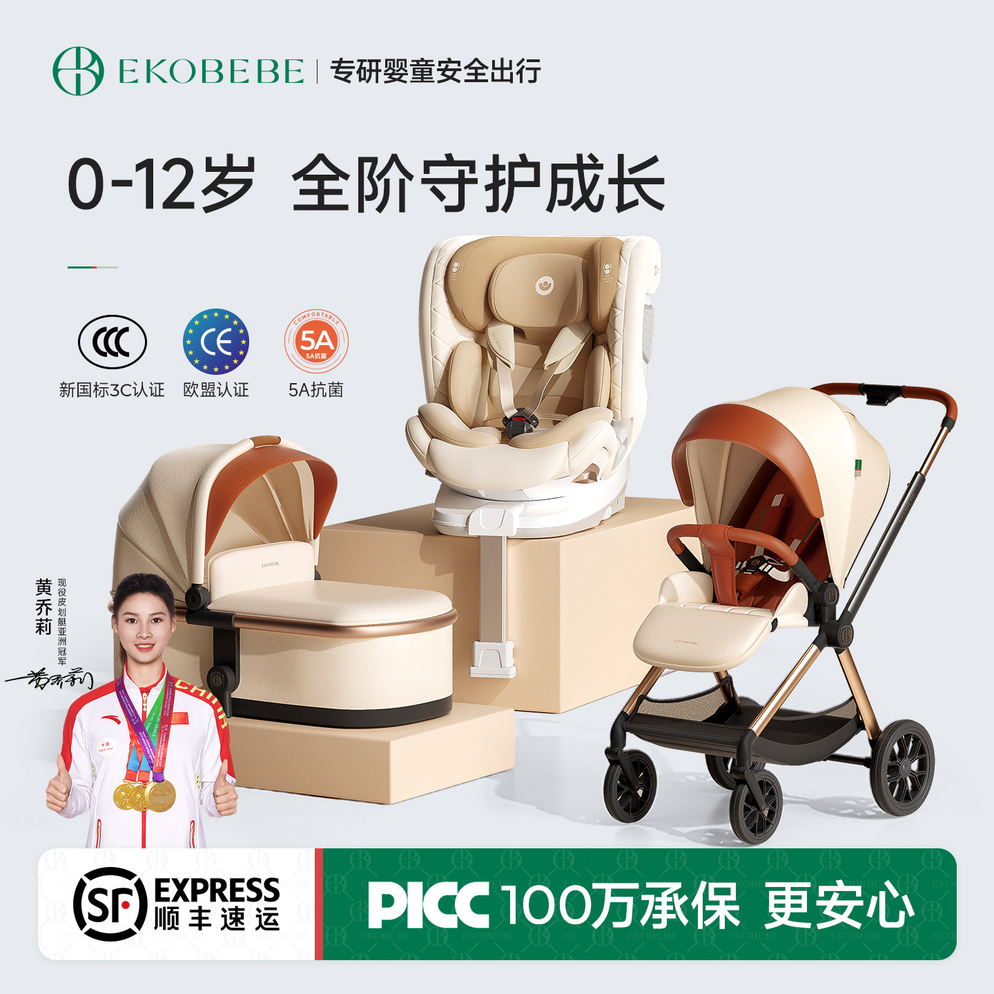Прогулочная коляска Ekobebe для новорожденных 